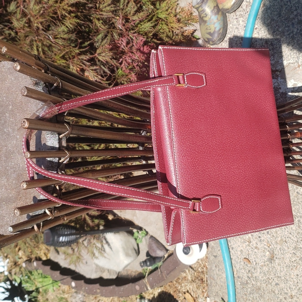 Maroon vegan leather purse